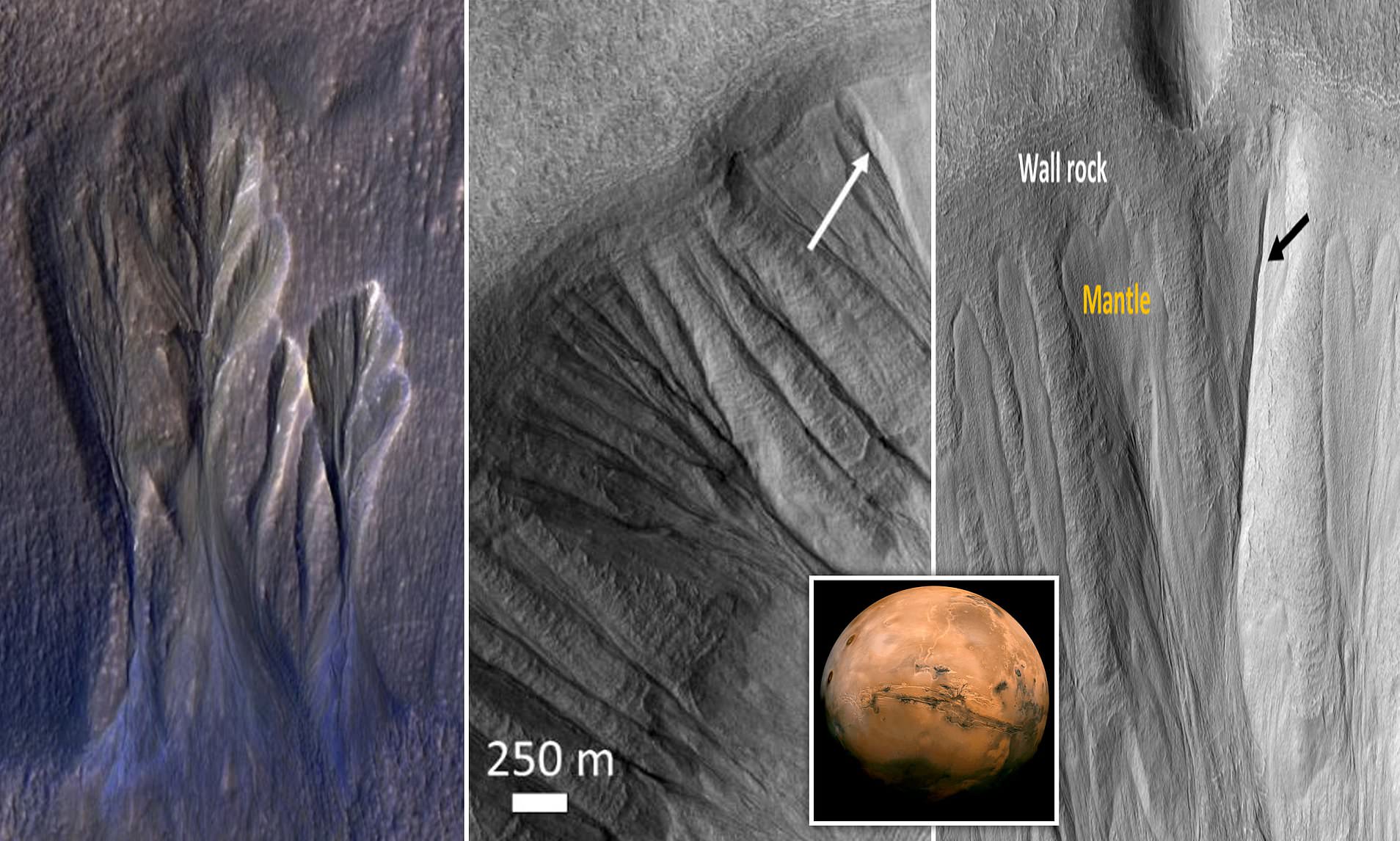 what are the ice caps on the planet mars made of and what happens when the ice caps on mars melt