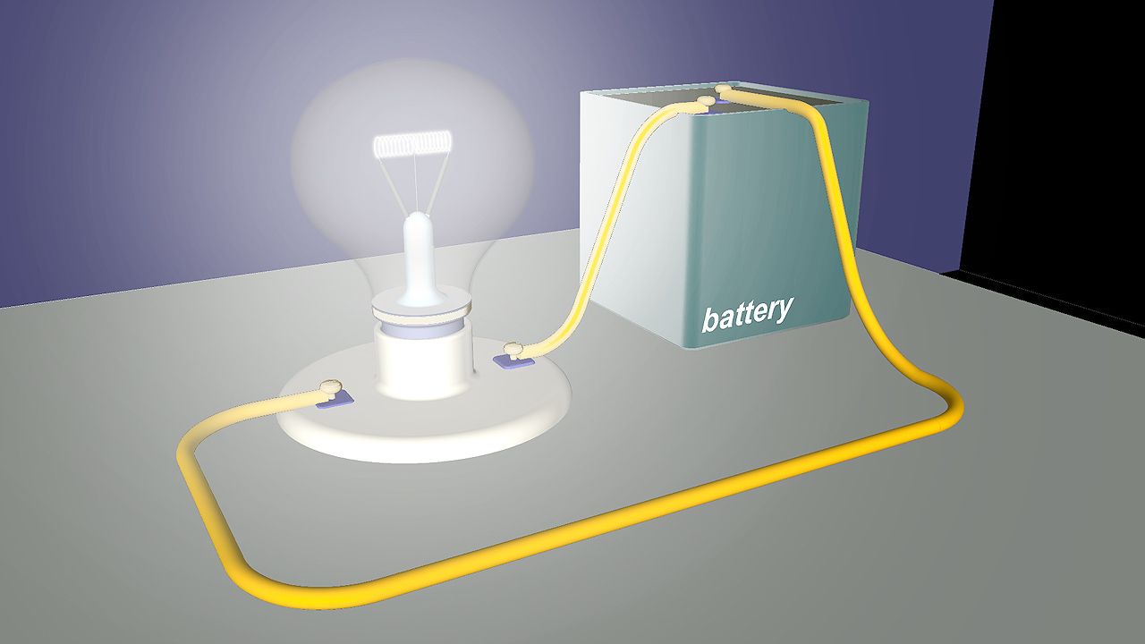 where do electrons go when they flow out of a battery