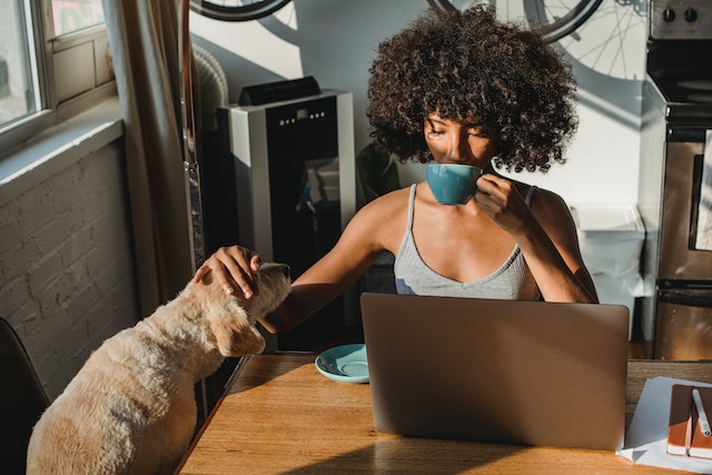 a woman and her pet