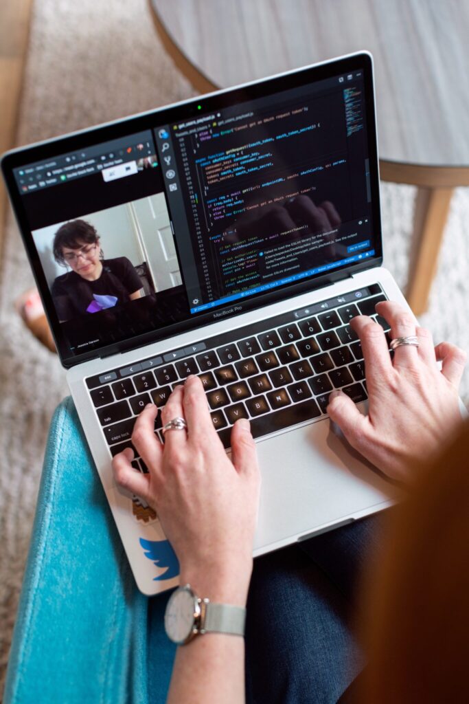 woman working on laptop