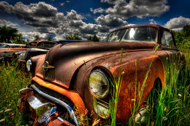 rusting car